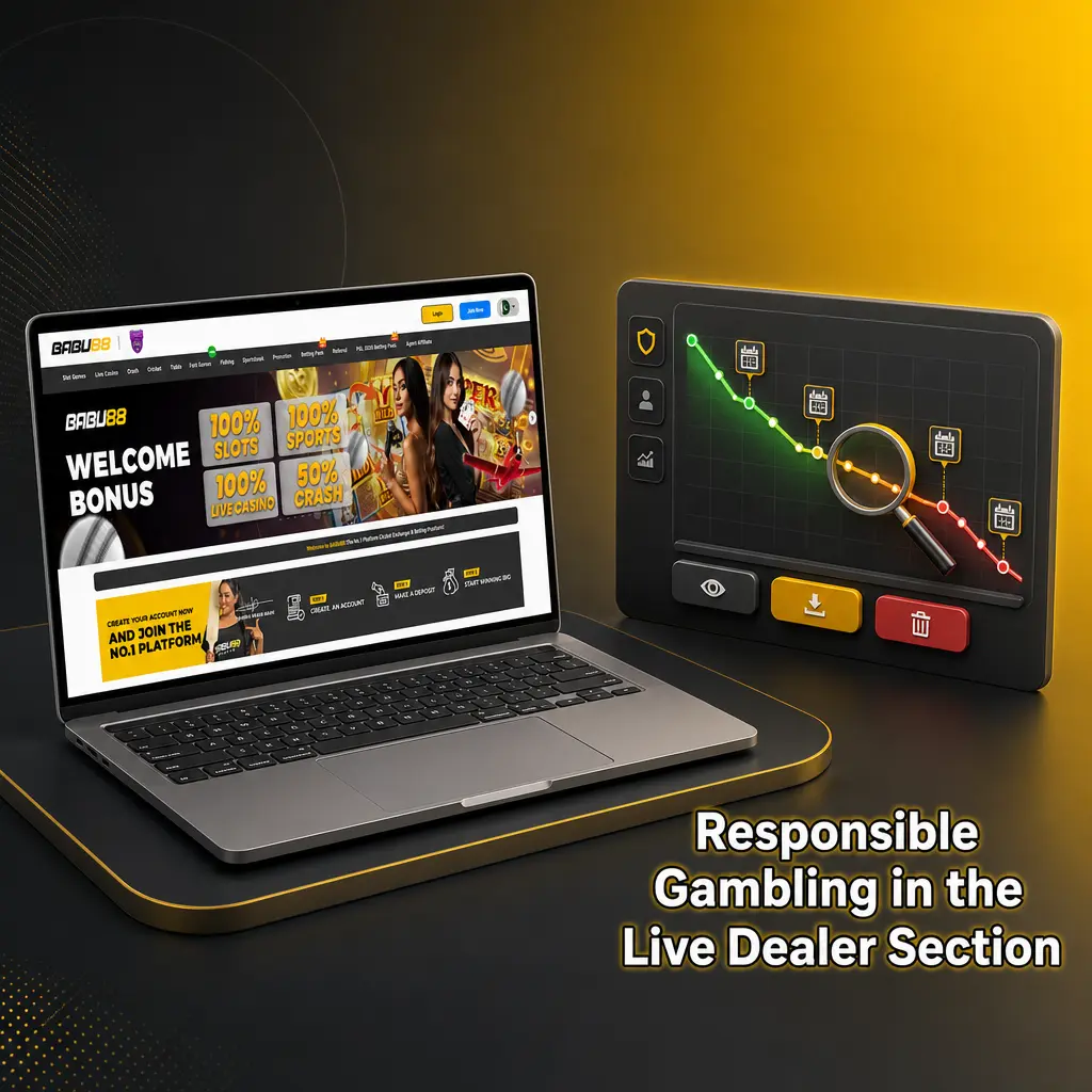 Babu88 responsible gambling tools in live dealer lobby with session limits, deposit controls, and self-exclusion options