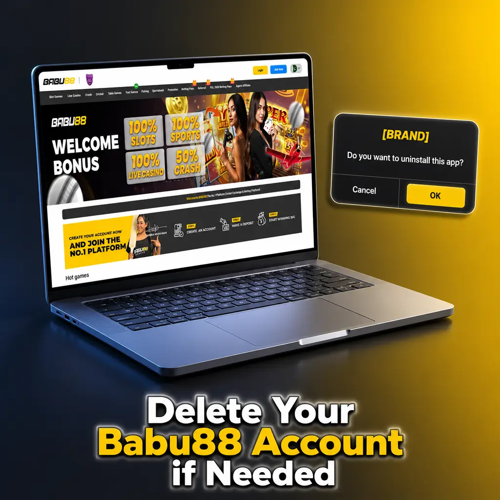 Babu88 account deletion process showing steps to withdraw balance and contact support for permanent closure
