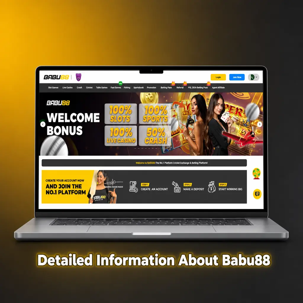 Babu88 online betting platform for Pakistan featuring sports betting, casino games, SSL security, and mobile apps