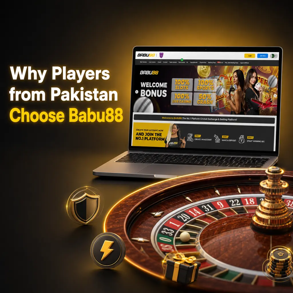 Babu88 Pakistan platform showing PKR payments, PSL promotions, Teen Patti games, and mobile app features for local players